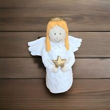 Angel carved Wood look Resin Figurine Folk Art  Christmas Holiday Decorate picture