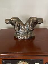 Set Of 2 Bronze Retriever English Setter Pair Bookends Dogs Vintage picture