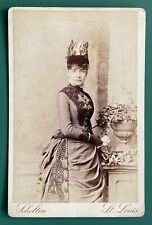 Antique Victorian Cabinet Card Photo Woman Pretty Lady St. Louis, Missouri picture