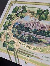 St Patricks Day Lovely Embossing & Gold Accents Lismore Castle Vintage Postcard picture