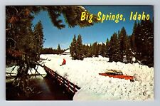 Big Springs ID-Idaho Heavy Snow Winter Scene Classic Car Vintage Postcard picture