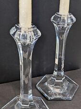Art Deco Candlesticks Pair Lead Crystal Candle Holders 8.5