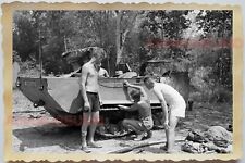 50s Indochina Vietnam Army Topless Man Tank Gun Soldier Gay Vintage Photo 1510 picture