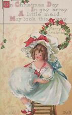 Postcard Little Girl Fancy Dress On Christmas Day  picture