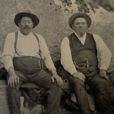 Antique Tintype Photograph Handsome Mature Burly Man Men Cowboy Hat Prospectors? picture