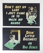 Lot of 2 Vintage Cardboard Signs Funny Gag Potty Naughty Comic Humorous picture