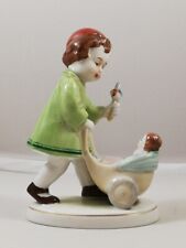 RARE Figurine “GIRL PLAYS WITH DOLL” Scheibe-Alsbach 1920s Germany Porcelain picture