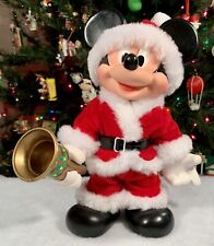Vintage Arco 9” Posable SANTA MICKEY Mouse Figurine With Bell & Greeting Card picture