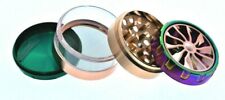63MM Rainbow Lid+Copper,Green ,Clear Body 210 gm Herb Grinder W/Spinner-4 Piece  picture