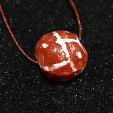 Genuine Ancient Round Etched Carnelian Longevity Bead in Good Condition picture