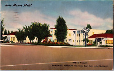 Postcard Rose Manor Motel Portland Oregon Linen Postmarked 1953 picture