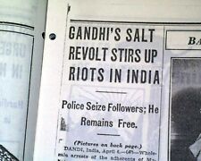 Mohandas Karamchand Mahatma Gandhi SALT MARCH Ends in India 1930 old Newspaper picture