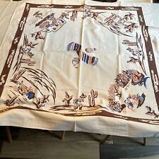 Vintage Kitchen Southwest Mexican Motif  Tablecloth Cottagecore Textile 45”x45” picture