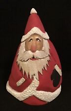 Hand Carved Wood Folk Art cone side eye Santa Claus signed/dated approx. 6.25