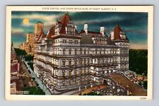 Albany NY-New York, State Capitol & State Office Building Night Vintage Postcard picture