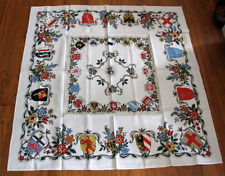 Vintage Linen Card Table Tablecloth Germany Cities & Shields Unused picture