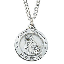 Saint Dominic Necklace Sterling Silver Medal 20 Inch Pendant Christian Chain picture