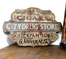 Vintage Style Stamped Tin Drug Store Trade Sign picture