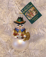 2001 COWBOY SNOWMAN - OLD WORLD CHRISTMAS - GLASS ORNAMENT - NEW W/TAG picture