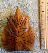 VTG Hawaiian Bouquet Carved Wood Perfume Bottle glass insert Oya Tropic Memories picture