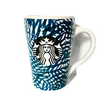 Starbucks 2018 Blue Palm Leaves Hawaii Ceramic Coffee Tea Cup Mug Handle 12 oz picture