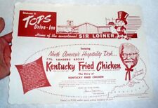 RARE 1954 VINTAGE ANTIQUE KENTUCKY FRIED CHICKEN RESTAURANT ADVERTISING PLACEMAT picture