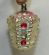 German Antique Silver Glass Bumpy Lantern Vintage Christmas Ornament 1930's picture