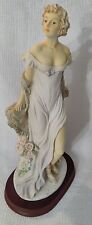 Vintage Regency Woman With Capodimonte Roses Figurine Heavy Resin 12.5