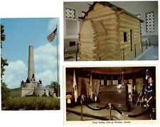 LOT OF 3 ~ President Abraham Lincoln ~ tomb ~ cabin ~ postcards sku027 picture
