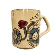 Vintage Otagiri Mug Hand painted 60s 70s Bicycle Horn Wheat Tan Glazed picture