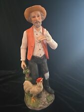 Vintage Homco Ceramic/Porcelain Figurine Man w/bird, Rooster (10