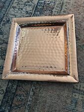 Large Solid Copper Hammered Square Tray 13