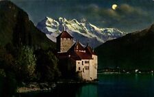 Chateau de Chillon et Dents du Midi Switzerland Postcard picture