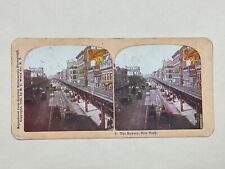 Vintage The Bowery, New York Stereograph Stereoview Stereoscope Card 1905 picture