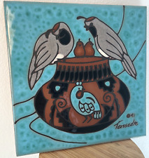 Navajo Inspired Southwestern Tile VTG Teissedre Art Pottery 1991 & Signed 6