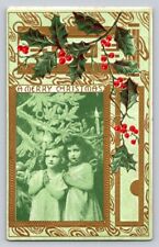 c1910 Girls Angels Tree Candles  Christmas P177A picture