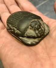 Authentic Ancient Egyptian Carved Green Stone Scarab Large 55 X 38mm Excellent picture