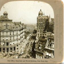 NEW YORK, Post Office, Park Row & World Building--C.H. Graves Stereoview J96 picture