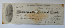 Vintage 1883 Old Colony Steamboat Co Check Boston MA Nat'l Bank Ship vignette picture
