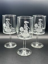 Vintage Avon First Lady of Avon Mrs Albee Etched Wine Glasses Set of 5 picture