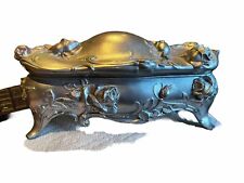 Rare Large Antique Art Nouveau Roses Metal Jewelry Casket Box Weidlich Bros.  picture