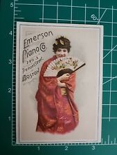 EMERSON PIANO Geisha Tremont St Boston Old Trade Card  picture