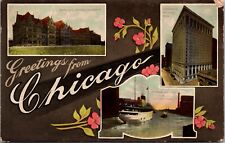 Postcard Multiple Views Greetings from Chicago, Illinois Advertising Tourism picture