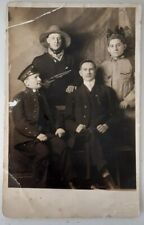 Group of 4 Men - Gun Cigar Outfit Posing RPPC Post Card Unused  picture