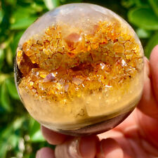 157G Natural Citrine geode quartz crystal open smile sphere Museum Collection picture