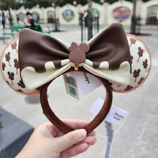 Disney Parks Chocolate Ice Cream Minnie Mouse Bow Pattern Headband Ears picture