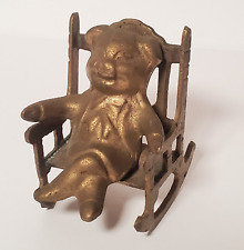 Vintage Brass Pig in Rocking Chair Figurine Whimsical Gentleman Hog Jacket & Tie picture
