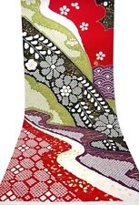 u028-f_Unused Japanese Kimono Fabric_Silk,Michinagadori,kanoko,Yuzen,91 cm picture