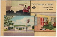 LINEN Postcard       COLONIAL COURT  -  MADISONVILLE, KY picture