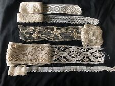 Job Lot 5 Antique French LONG Lengths Lace Fripperies Trims c1900s 35 ft picture